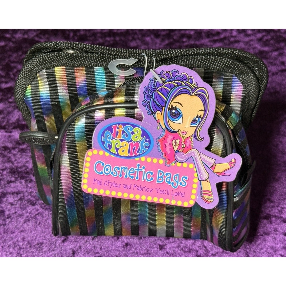 90s Y2K Vtg Lisa Frank Cosmetic Bag Lot Metallic Rainbow Striped Travel‎ Wallet - Picture 14 of 14